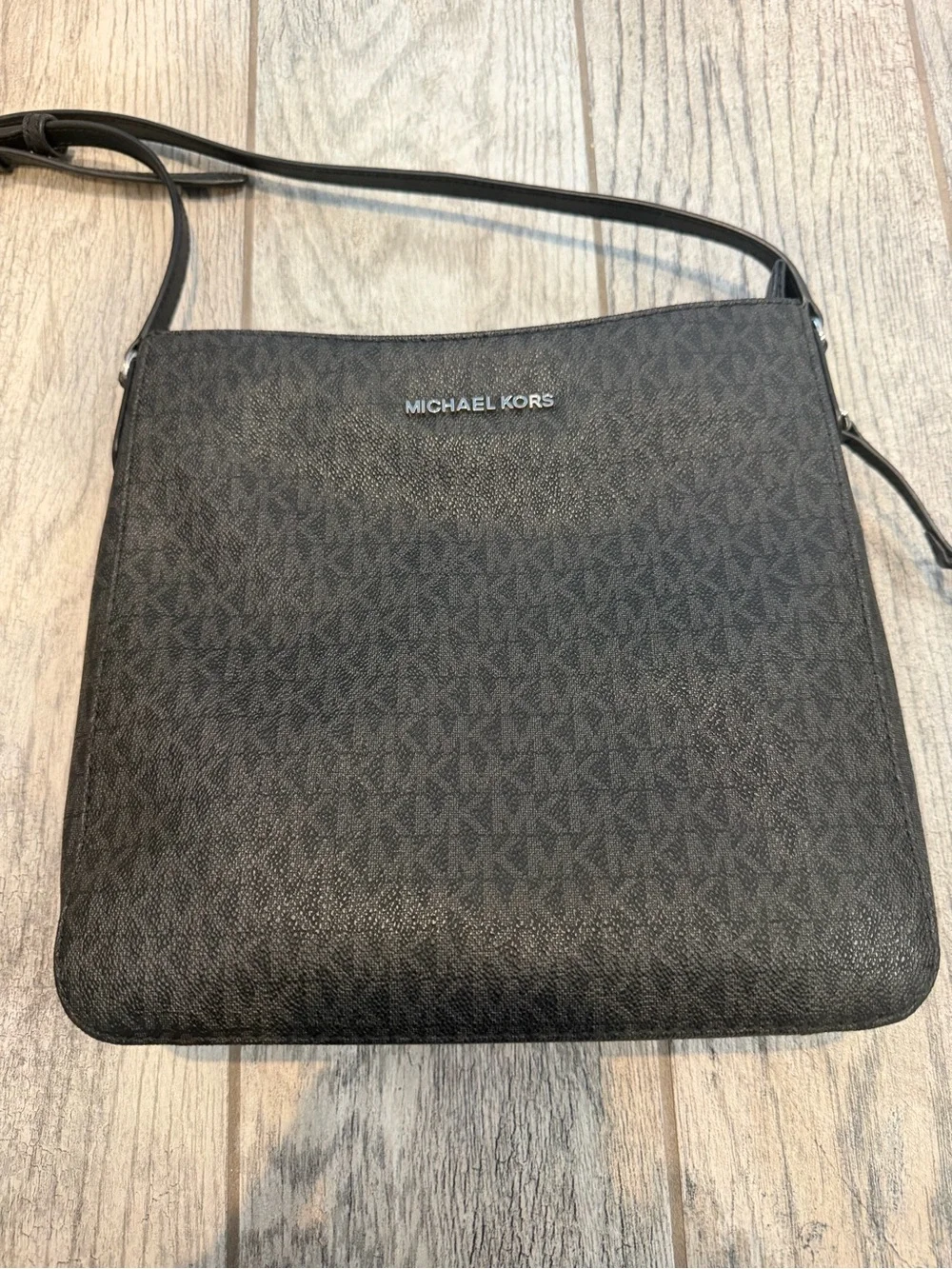 Michael Kors Black Logo-Print Crossbody Messenger Bag